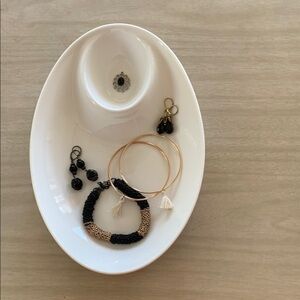 Black and Gold Beaded Earrings